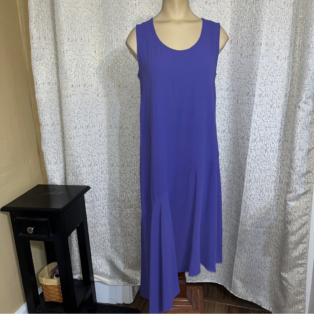 Eileen Fisher Purple Silk Georgette Crepe Maxi Sundress, NWT, PP/PTP (2P-4P)